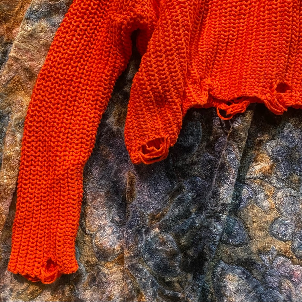 Bright Orange Ultra Soft Cropped Knit Sweater - Picture 3 of 3